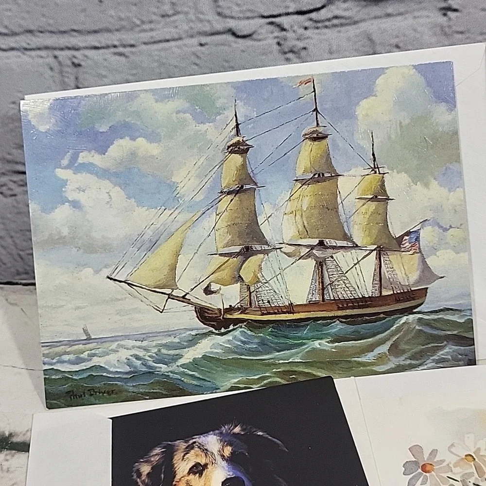 Greeting Cards Notecards Blank Inside Lot Of 5 Animals Flowers‎ Sailboat